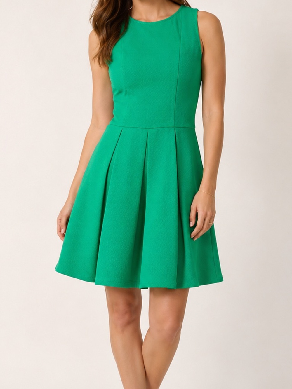Emerald Green A-Line Dress XS Textured Sleeveless Party Dress